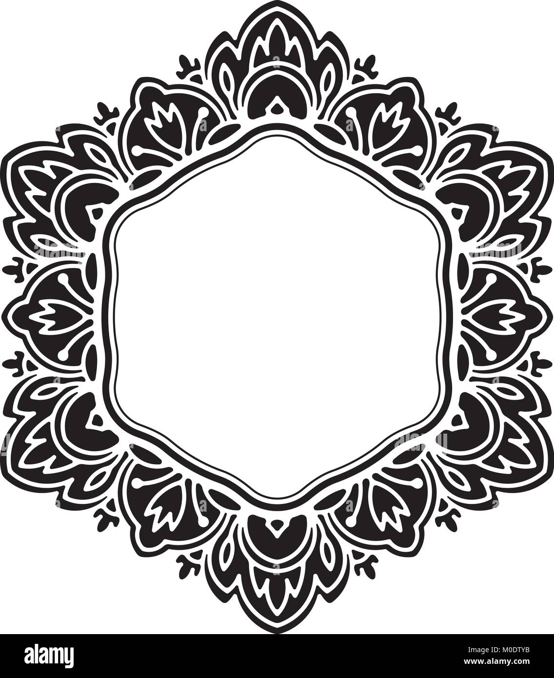Rare, hexagonales, dentelle noire, cadre décoratif avec place vide pour votre texte. Vector illustration. Illustration de Vecteur