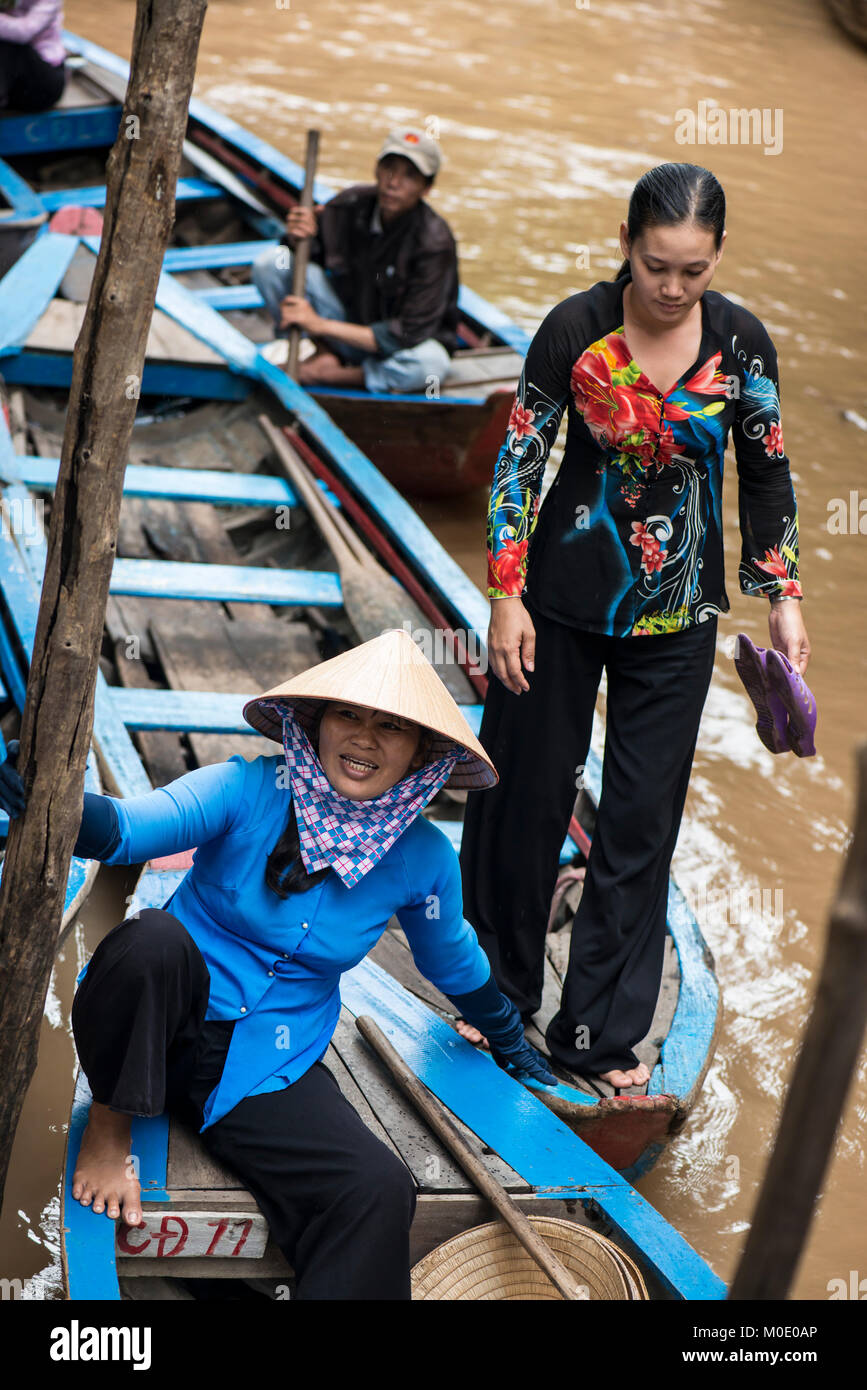 Bateaux de touristes, Mekong, Vietnam Banque D'Images
