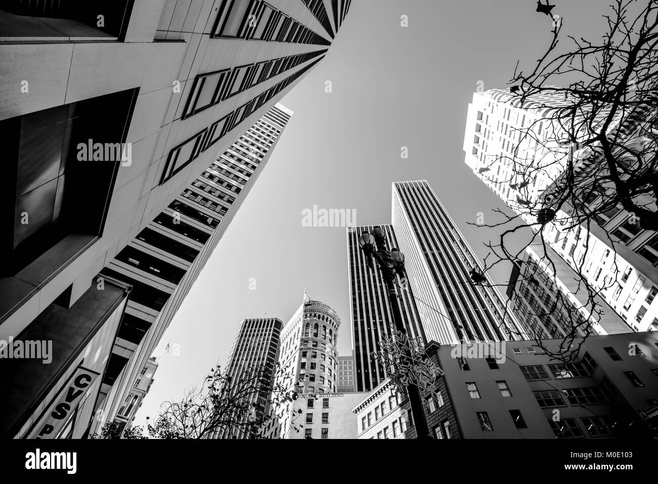 San Francisco Tours gratte-ciel bâtiments photographiés à partir d'un angle faible Banque D'Images