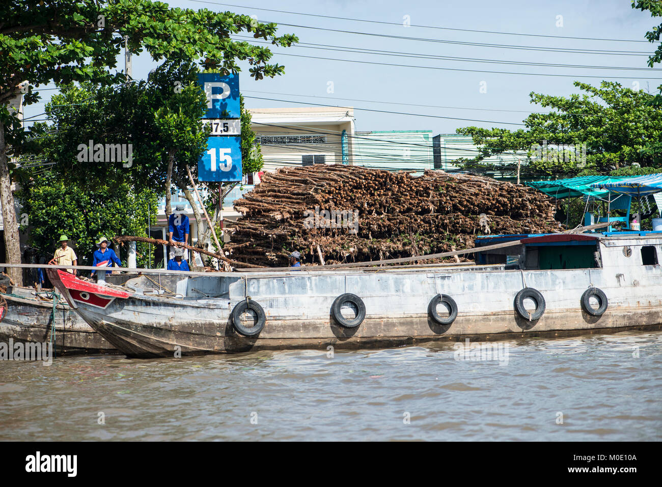 River Barge, delta du Mekong, Vietnam Banque D'Images