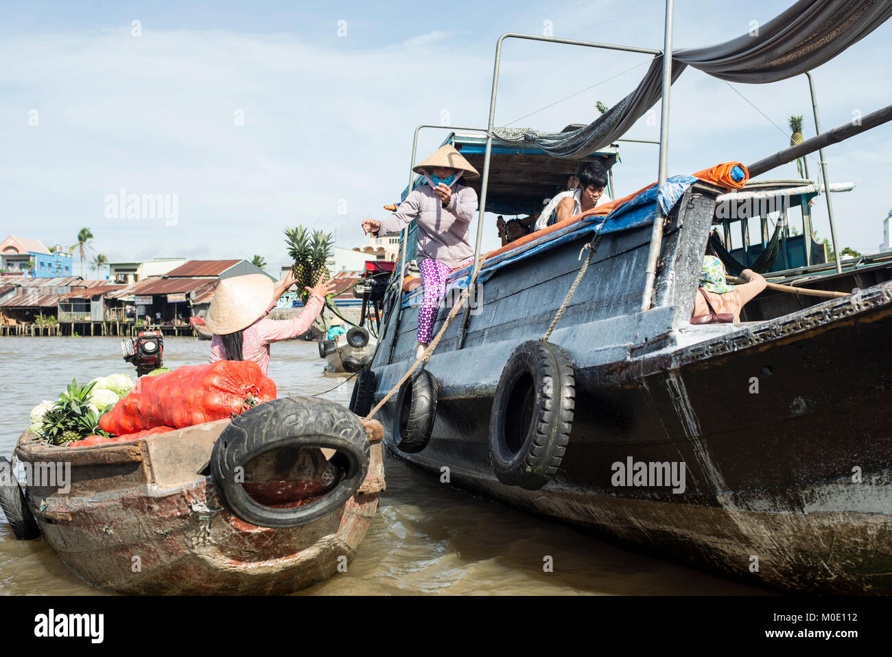 River traders, delta du Mékong, Vietnam Banque D'Images