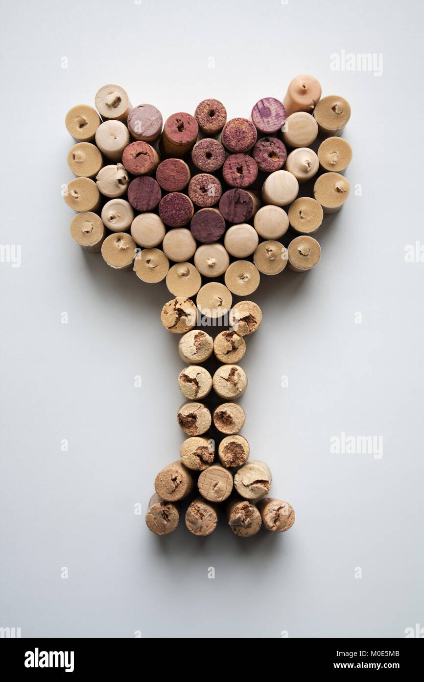 Wine corks en forme de verre figure d'un high angle view Banque D'Images