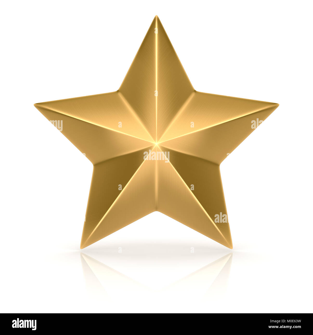 Golden Star unique , c'est un rendu 3d'image de synthèse. Isolé sur blanc. Banque D'Images
