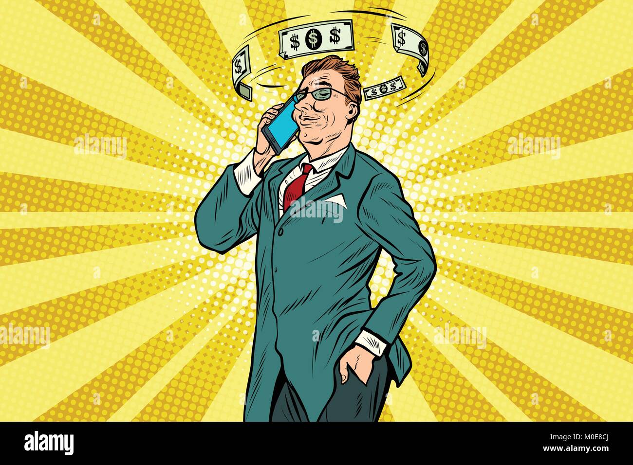 Businessman talking on the phone au sujet des finances Illustration de Vecteur Businessman talking on the phone au sujet des finances Illustration de Vecteur