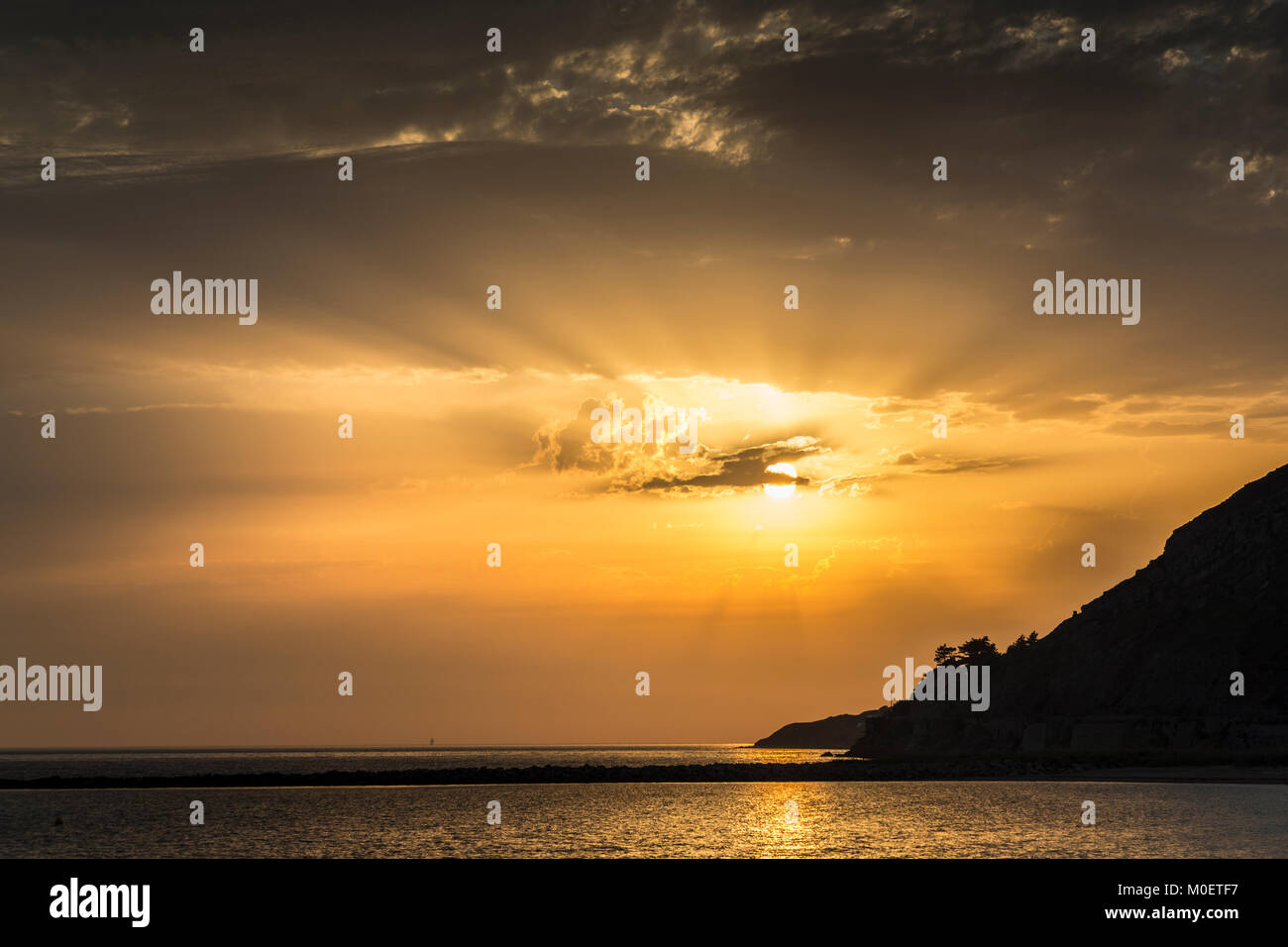 Coucher du soleil sur la rive ouest, Llandudno, Conwy, Pays de Galles, Royaume-Uni Banque D'Images