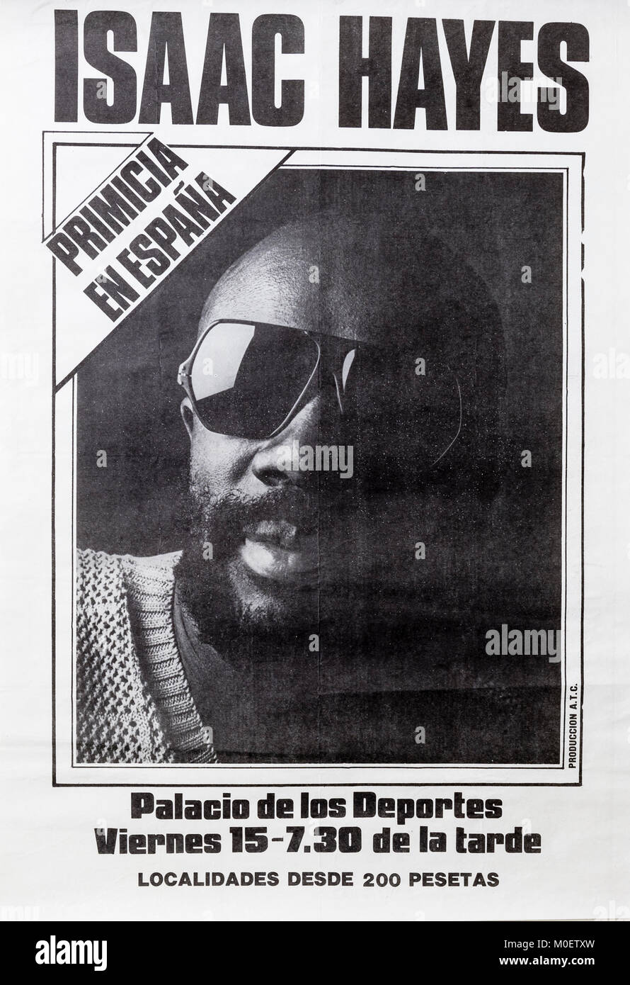 Isaac Hayes à Madrid. Les concerts de musique ancienne Banque D'Images