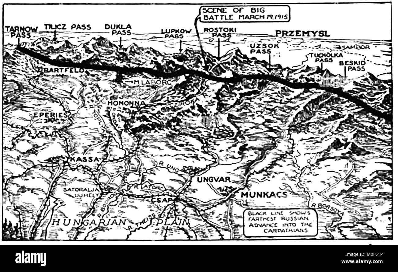 La PREMIÈRE GUERRE MONDIALE - UN 1917 Carte montrant l'activité militaire dans la Première Guerre mondiale 1914-1918 - attaque italienne sur l'Autriche et les lignes de bataille russe Banque D'Images