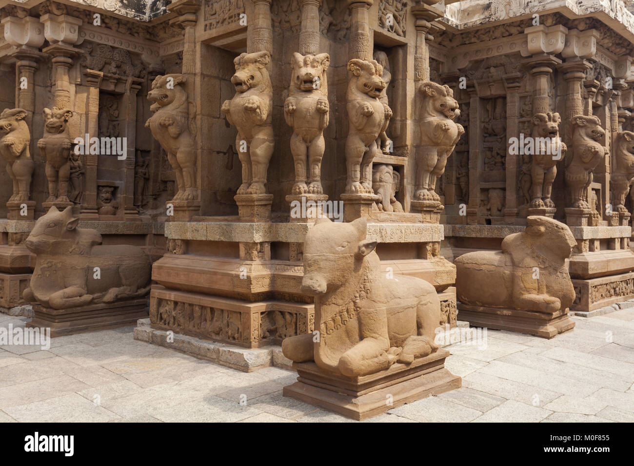 L'Inde, le Tamil Nadu, Kanchipuram, Kanchi Kailasanathar Temple Banque D'Images
