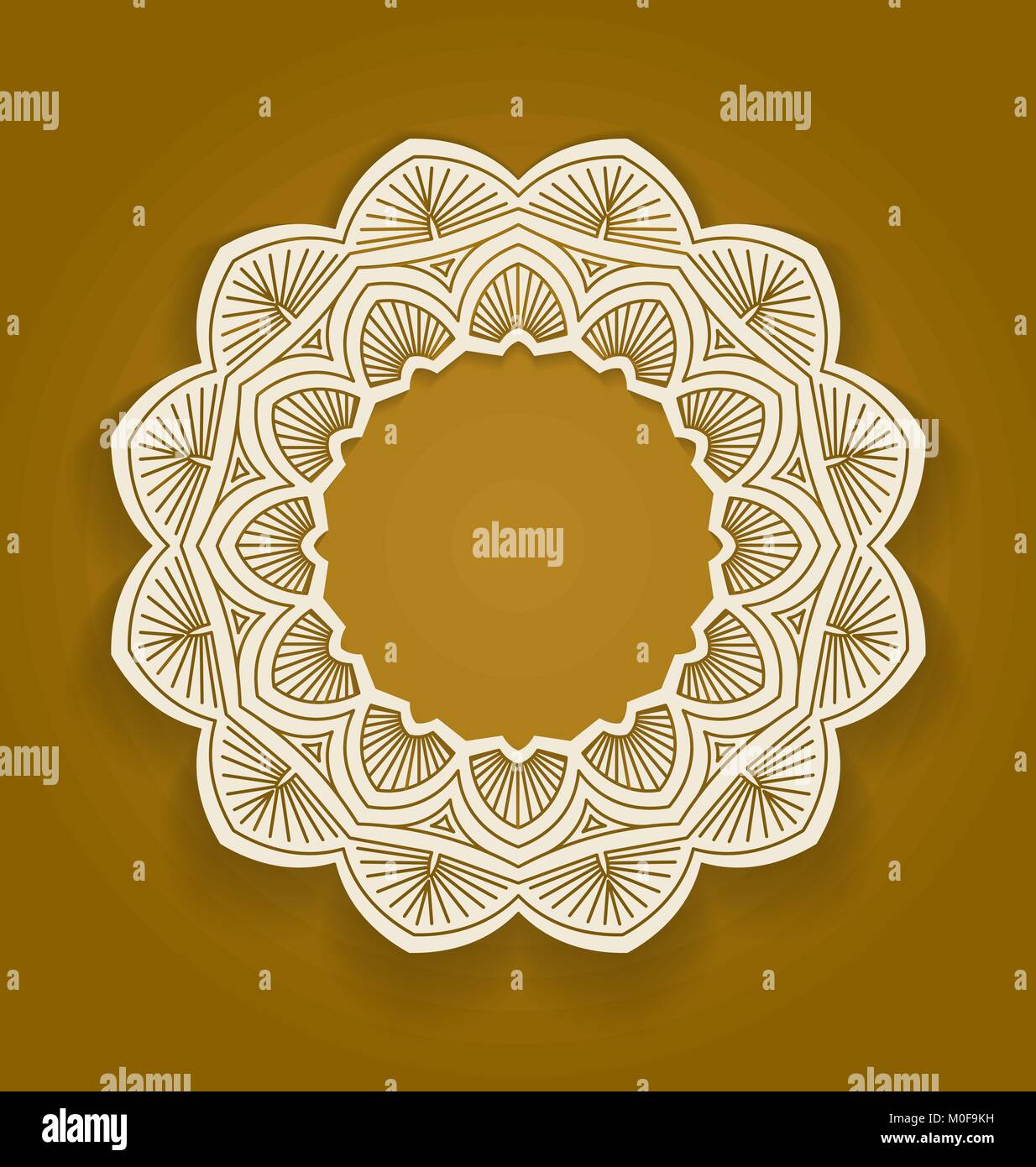 Cadre ornement rond, cercle, motif floral background mandala, vector illustration en couleur marron. Peut être utilisée pour la décoration d'invitations, gree Illustration de Vecteur