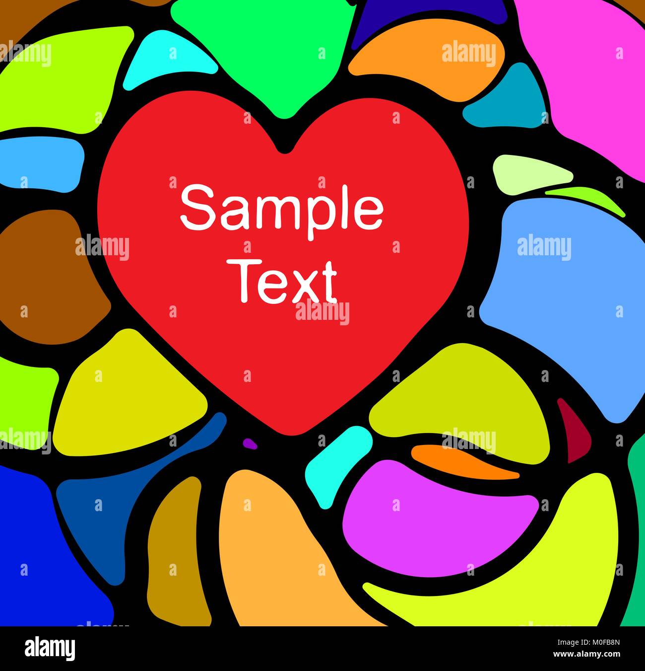 Vitrail avec coeur . Vector Illustration de Vecteur