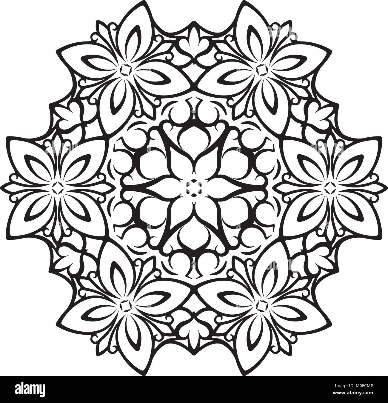 Abstract vector dentelle ronde design - mandala, élément décoratif. Illustration de Vecteur