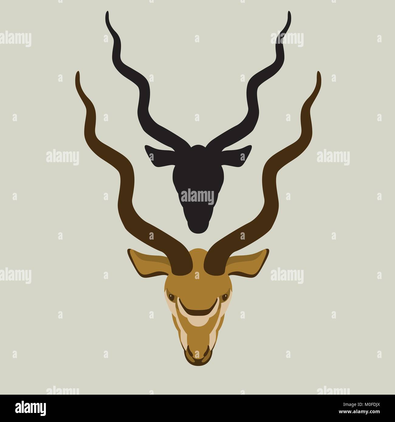 Tête d'antilope plat à l'illustration vectorielle, silhouette noire face avant Illustration de Vecteur Tête d'antilope plat à l'illustration vectorielle, silhouette noire face avant Illustration de Vecteur