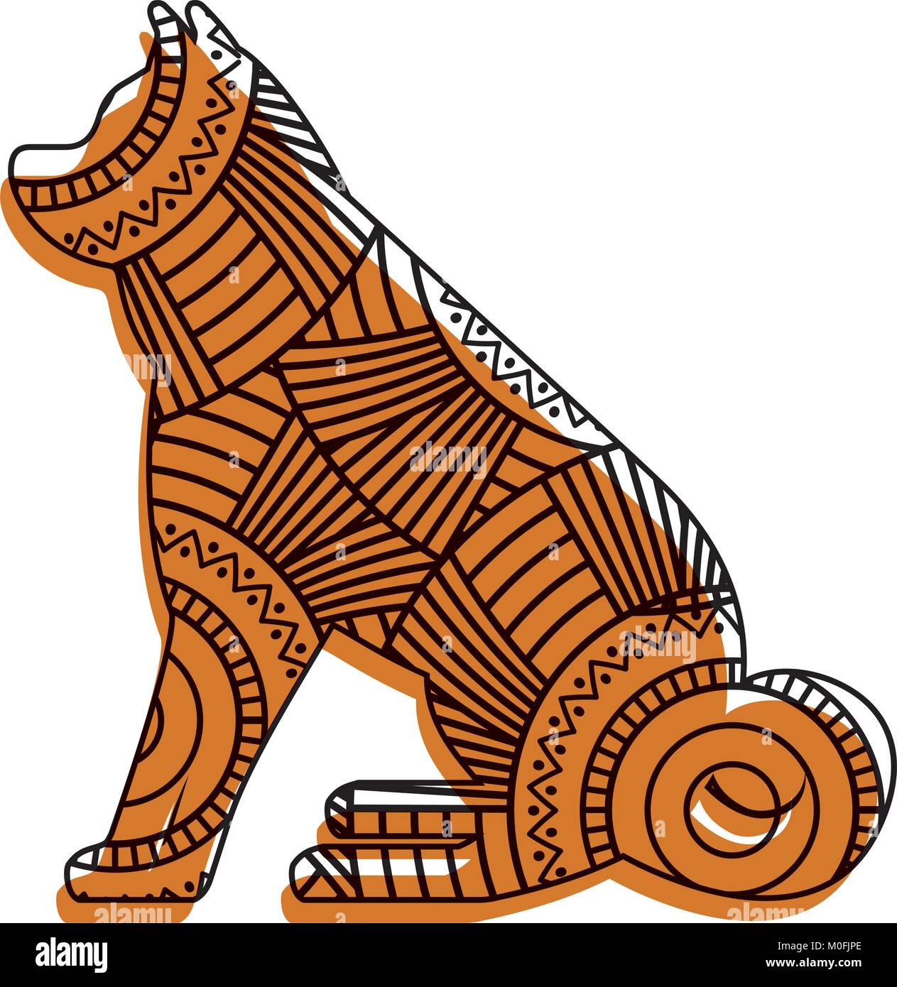 Faites à la main pour des profils pages à colorier avec chien assis zentangle Illustration de Vecteur