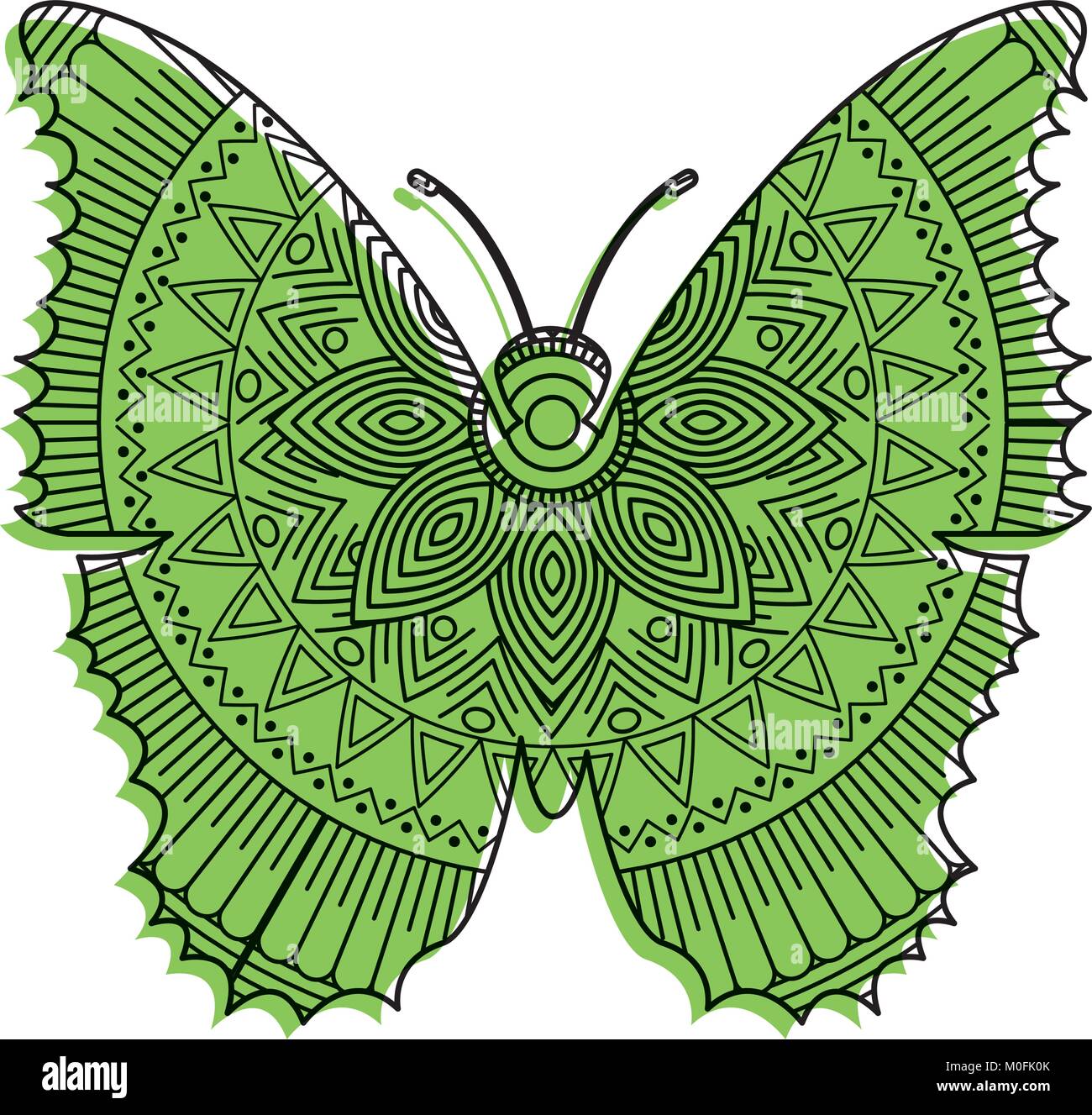 Faites à la main pour des profils pages à colorier avec papillon zentangle Illustration de Vecteur