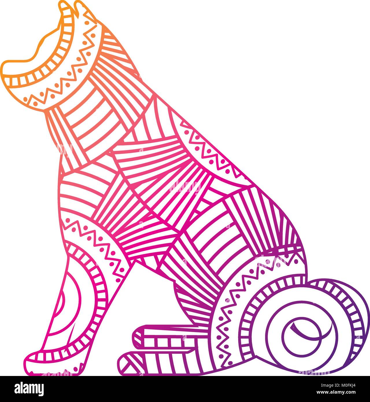 Faites à la main pour des profils pages à colorier avec chien assis zentangle Illustration de Vecteur