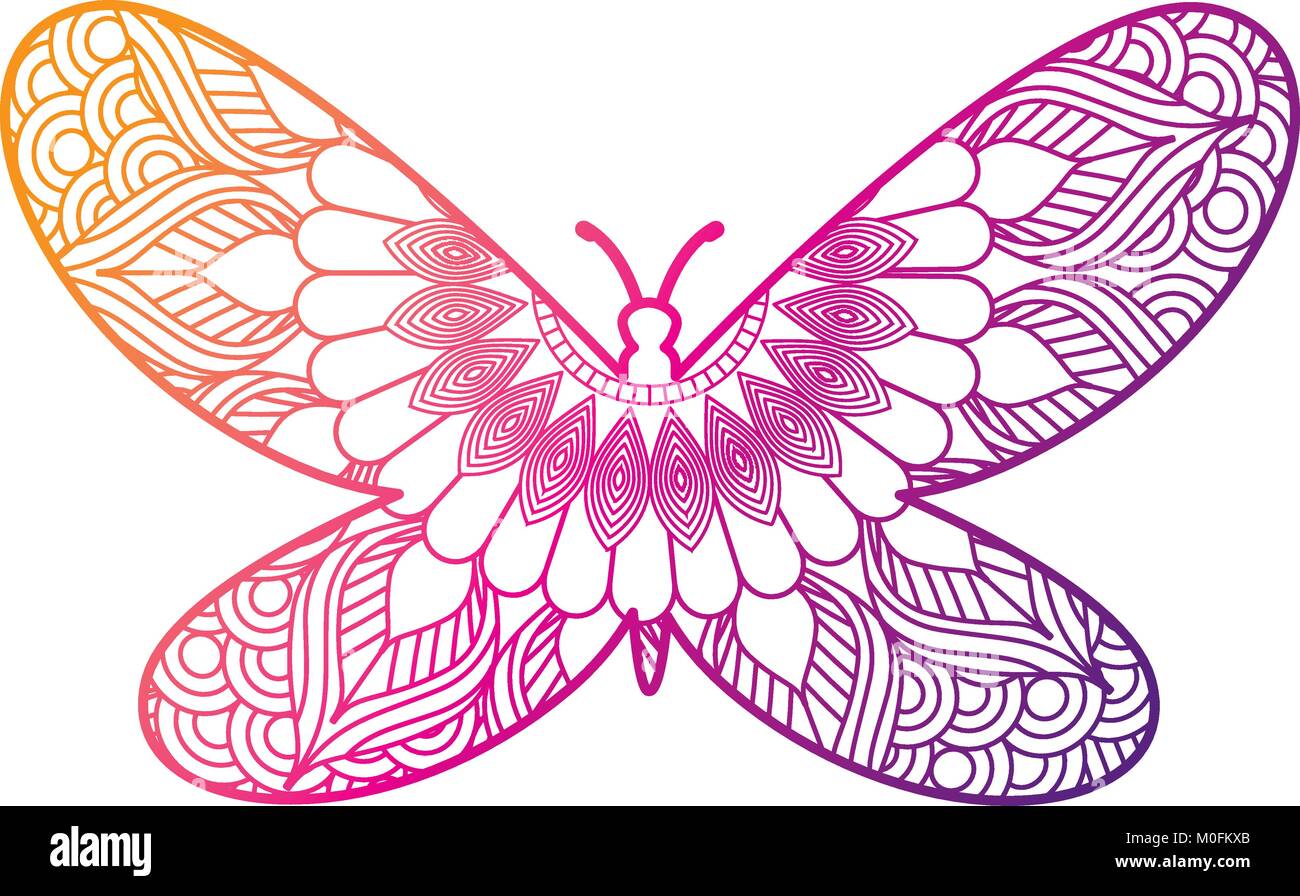 Faites à la main pour des profils pages à colorier avec papillon zentangle Illustration de Vecteur