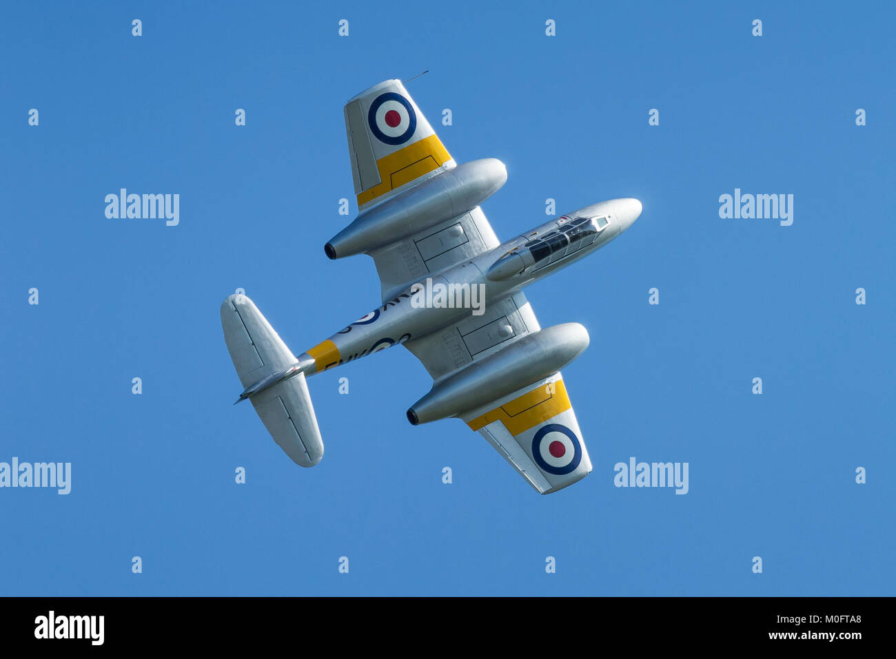 Gloster Meteor T7 le 27 mai 2012 vol à Duxford, España Banque D'Images
