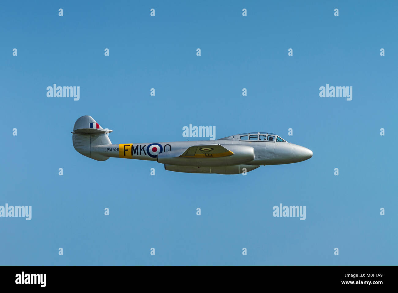 Gloster Meteor T7 le 27 mai 2012 vol à Duxford, España Banque D'Images