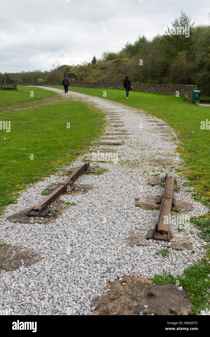 Vestiges de la forêt de Crête Tramway à Bugsworth Basin sur la forêt de pointe canal près de Whaley Bridge. Banque D'Images