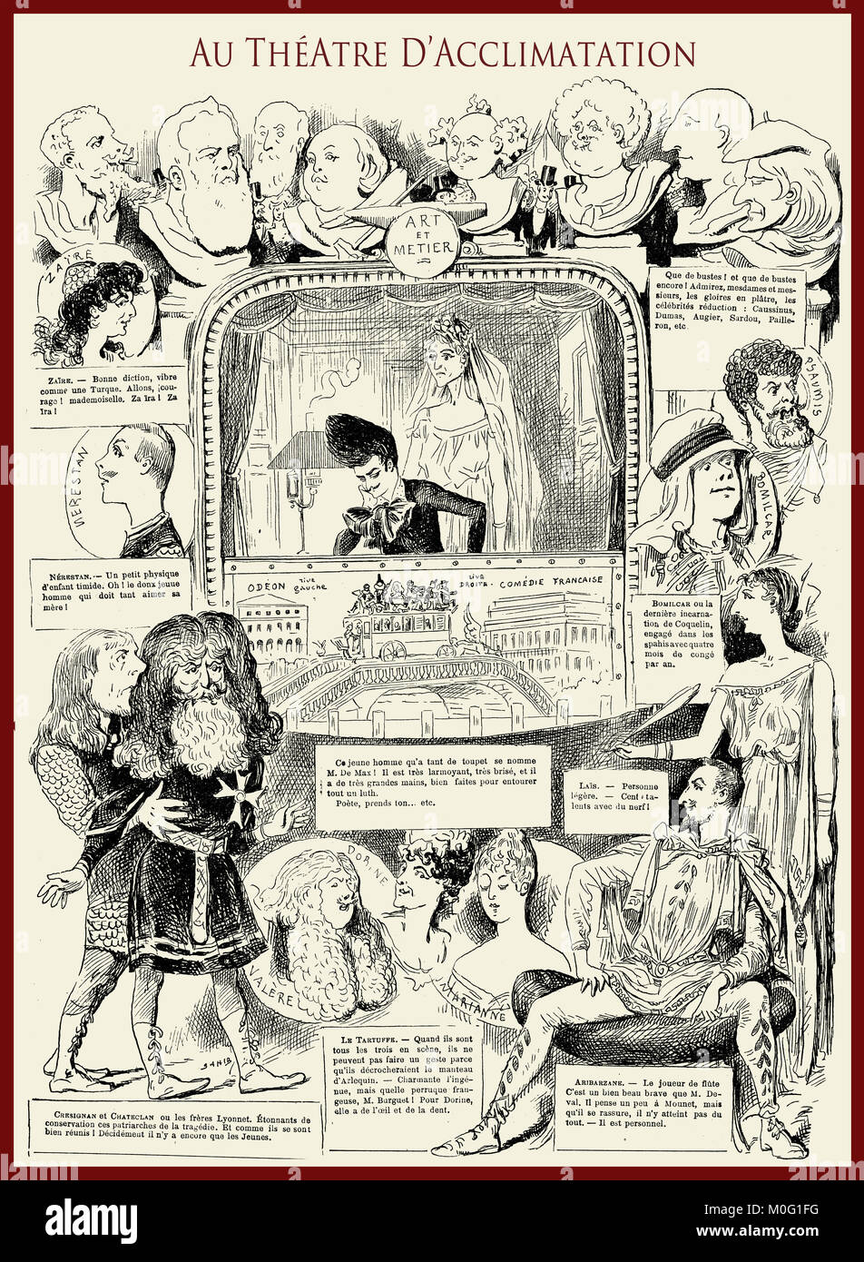 Magazine satirique français La vie Parisienne 1888, au théatre de l'etoile - Théâtre de l'acclimatation. L'humour, caricatures, portraits Banque D'Images