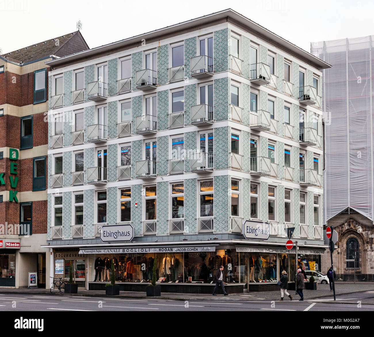 L'Europe, l'Allemagne, Cologne, le coin de maison Kolumba Glockengasse/Tunis street, architecte Wilhelm Koep. Europa, Deutschland, Koeln, das Kolumbahaus Eck Banque D'Images