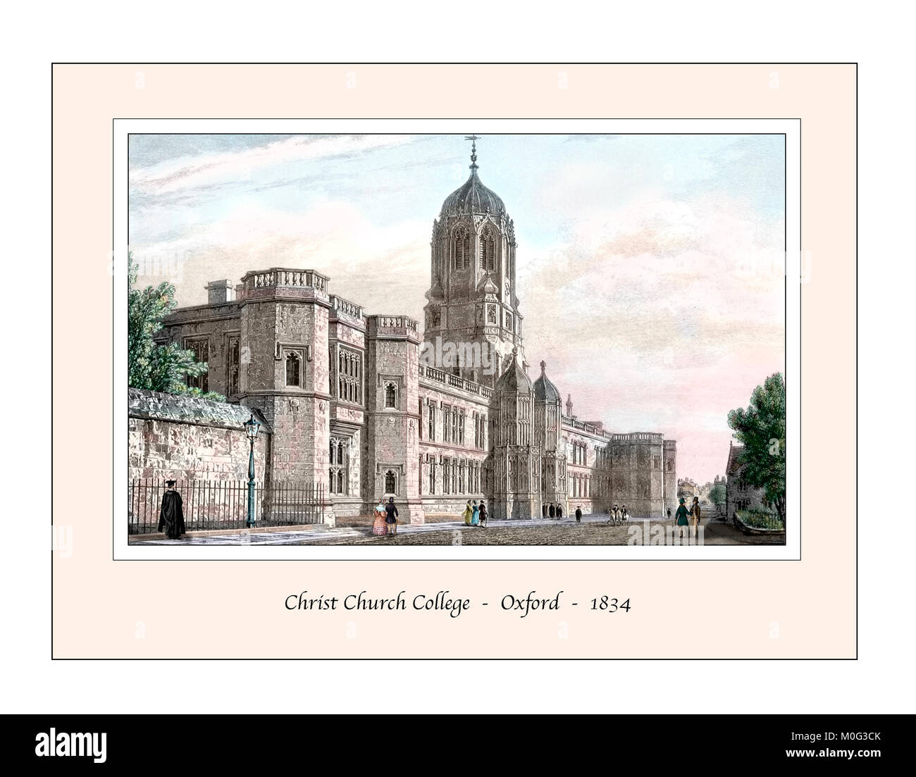 Christ Church College Oxford Conception originale basée sur une gravure du xixe siècle Banque D'Images