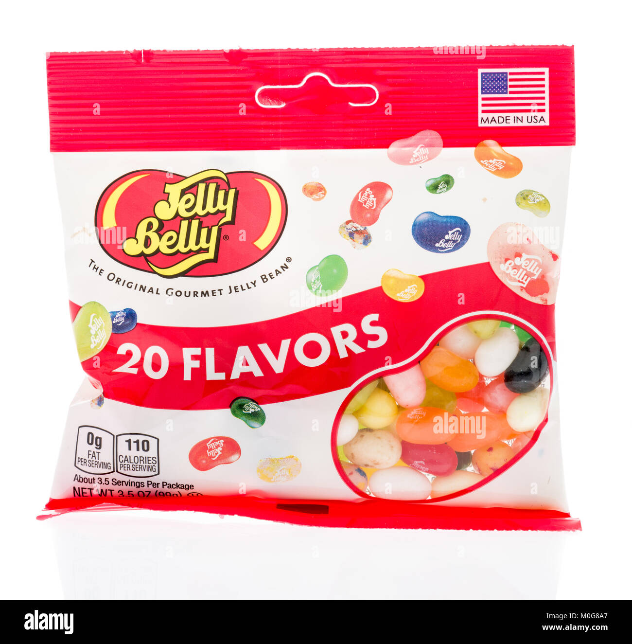 Winneconne, WI - 18 janvier 2018 : un paquet de Jelly Belly beans on un contexte isolé. Banque D'Images