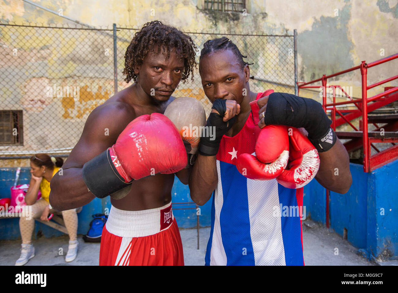Formation à Rafael Trejo boxeurs Boxing Gym à La Havane, Cuba Banque D'Images