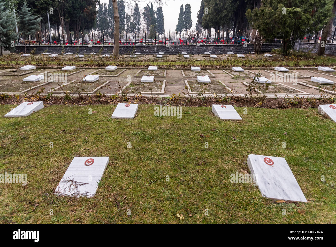 Edirnekapi Martyr's Cemetery est un cimetière situé dans le quartier d'Edirnekapi Eyup dans d''Istanbul, Turquie Province.22 Janvier 2017 Banque D'Images