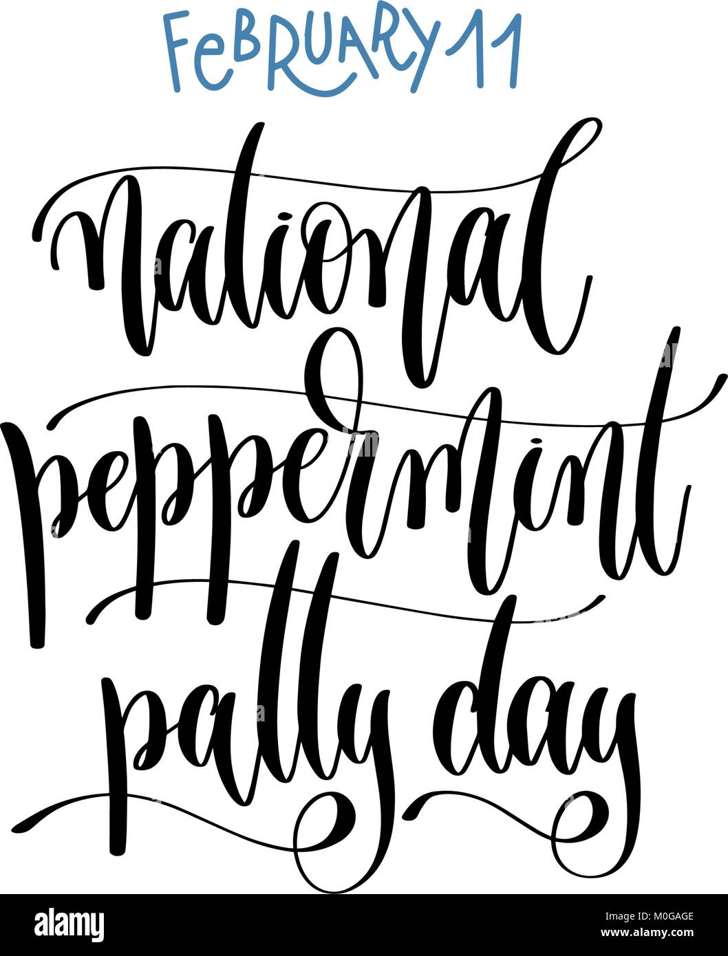 11 février - Journée nationale Peppermint Patty - lettrage main texte inscription pour les vacances d'hiver du monde calendrier design, calligraphie vector illustration Illustration de Vecteur