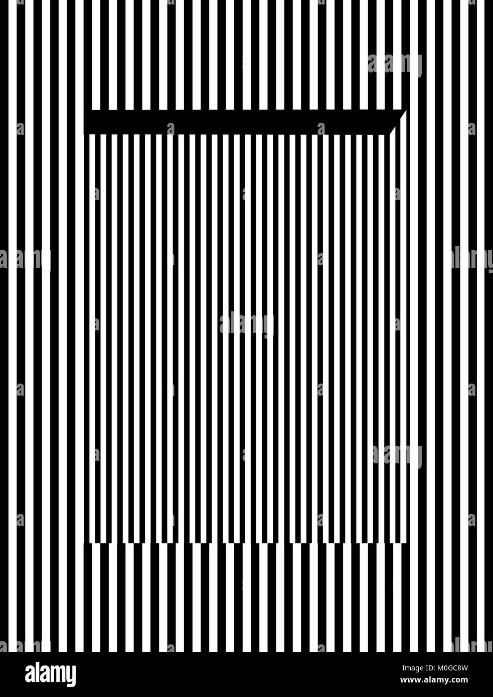 Une illustration numérique d'une illusion d'optique fait de bandes noires et blanches Banque D'Images