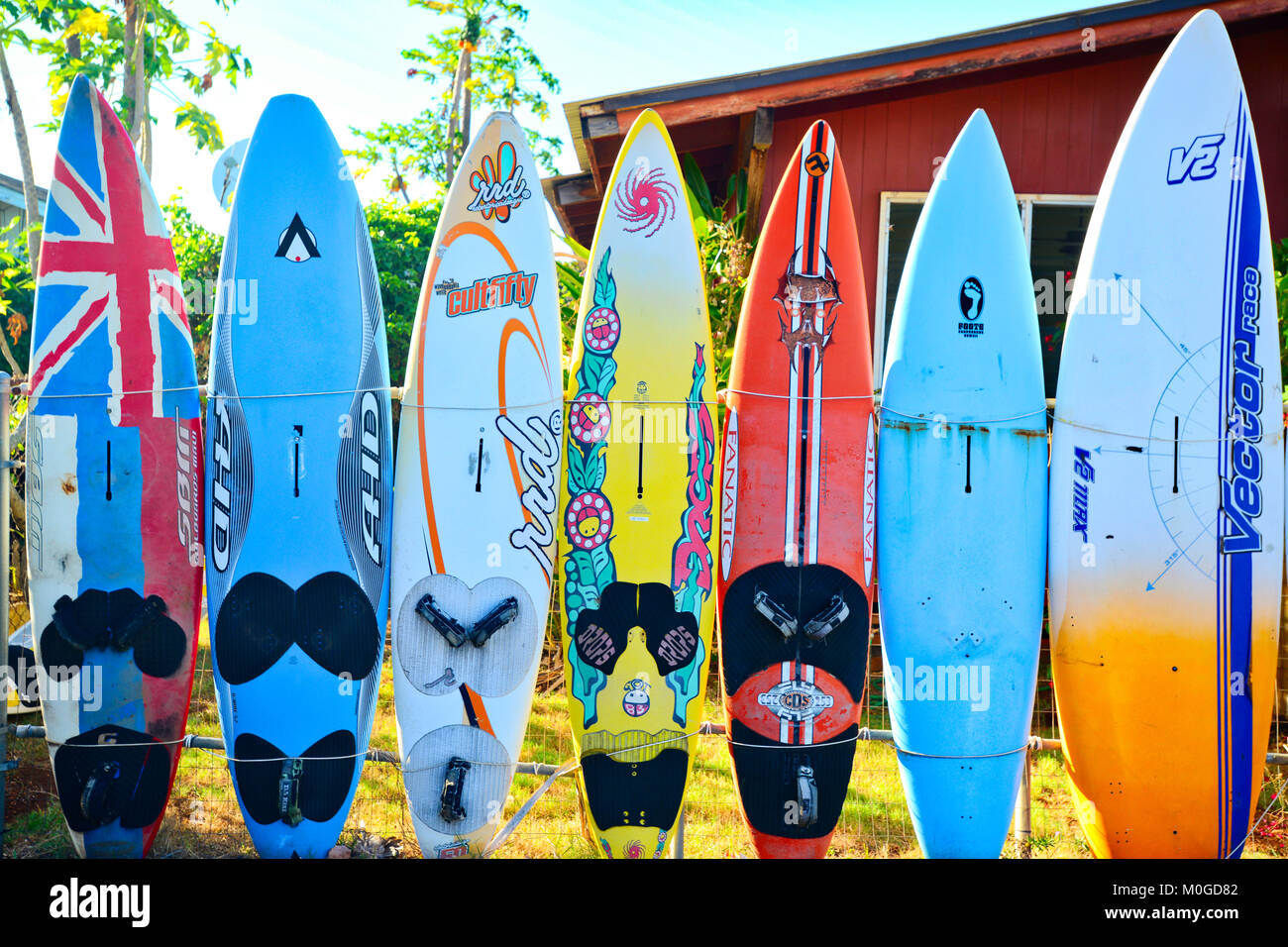 Planches de surf Hawaiian Style Clôture Banque D'Images