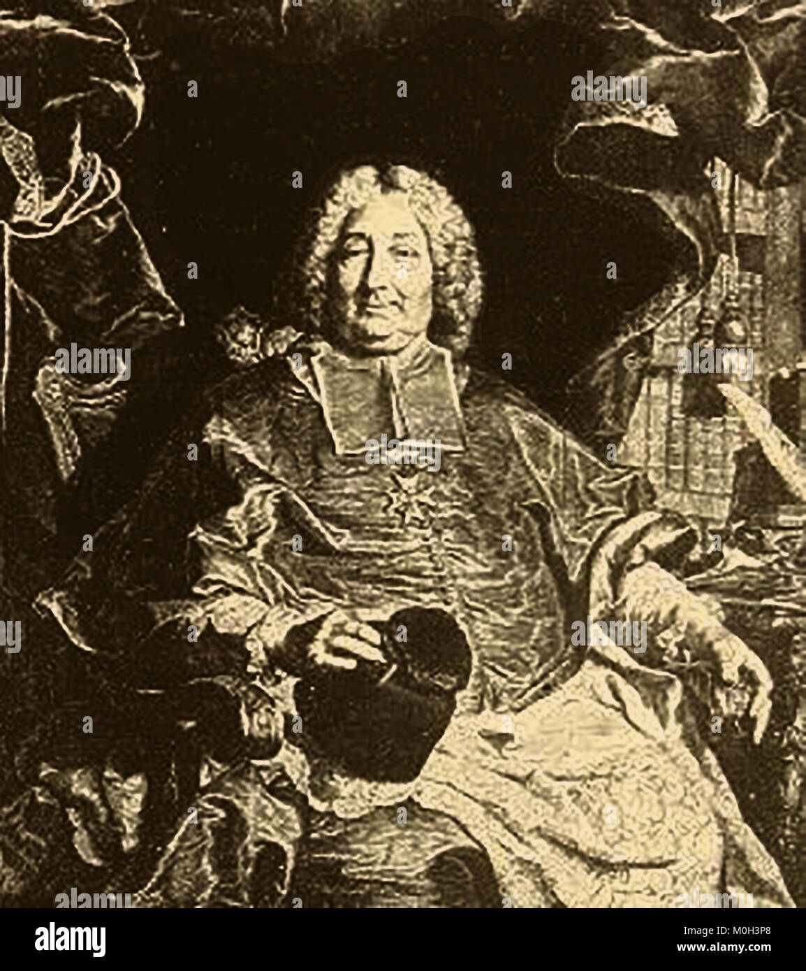 Un portrait de Charles Gaspard Guillaume de Vintimille du Luc (1655-1746) portant des insignes de l'ordre du Saint-Esprit (Ordre des chevaliers de l'Esprit Saint ou Saint-esprit, supprimées au cours de la Révolution française) . Évêque de Marseille de 1692 à 1708 - L'archevêque d'Aix 1708 à 1729 ; et l'archevêque de Paris 1729 à 1746 . Banque D'Images