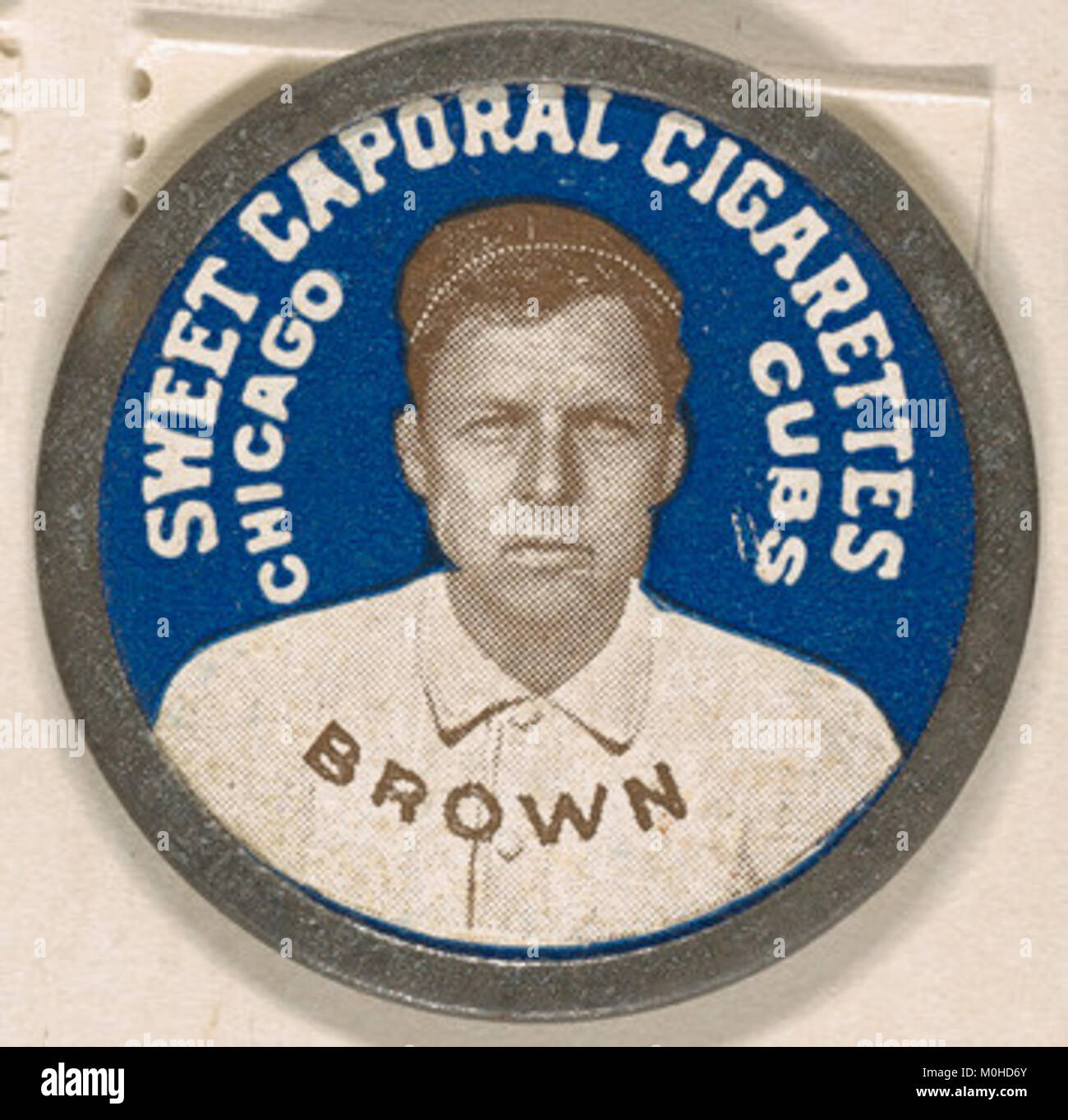 Un disque bleu de la série Domino Discs (PX7) mettant en vedette l'équipe de baseball des Chicago Cubs, édité par Kinney Brothers au XXe siècle comme un article de sport à collectionner. Banque D'Images