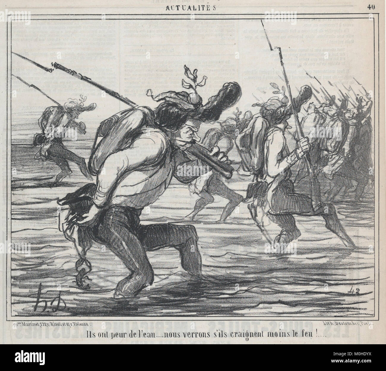 Ils ont peur de l'eau..., d'actualités, publiées dans Le Charivari, le 11 mai 1859, DP876837 RENCONTRÉ Banque D'Images