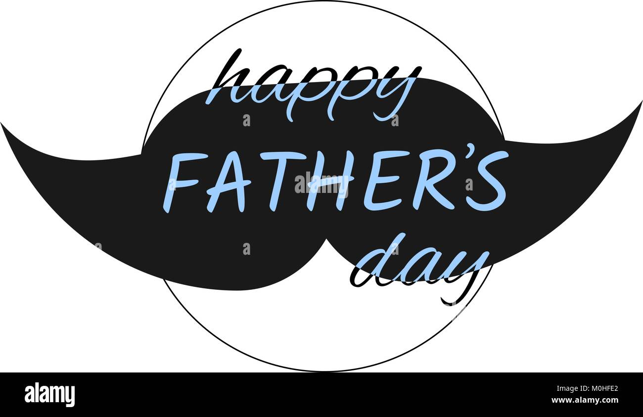 Happy father's day logo. Illustration stylisée avec moustache élément. Carte de vœux vecteur élément isolé sur fond blanc Illustration de Vecteur