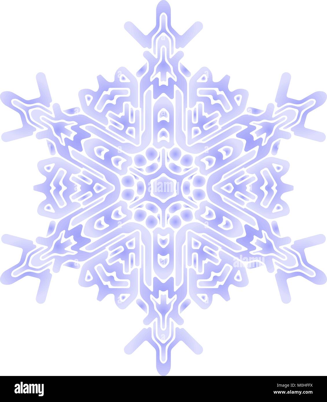 Contours de flocon en mono style de ligne. Vector motif géométrique dans des tons bleus. Illustration de Vecteur