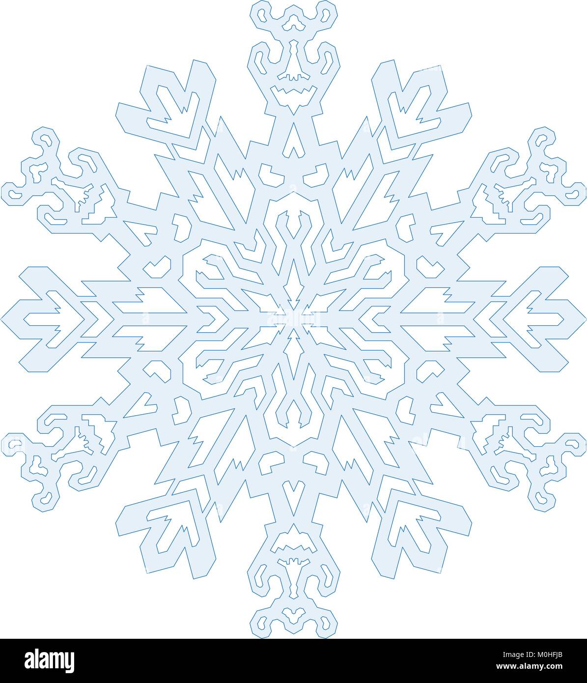 Contours de flocon en mono style de ligne. Vector motif géométrique dans des tons bleus. Illustration de Vecteur