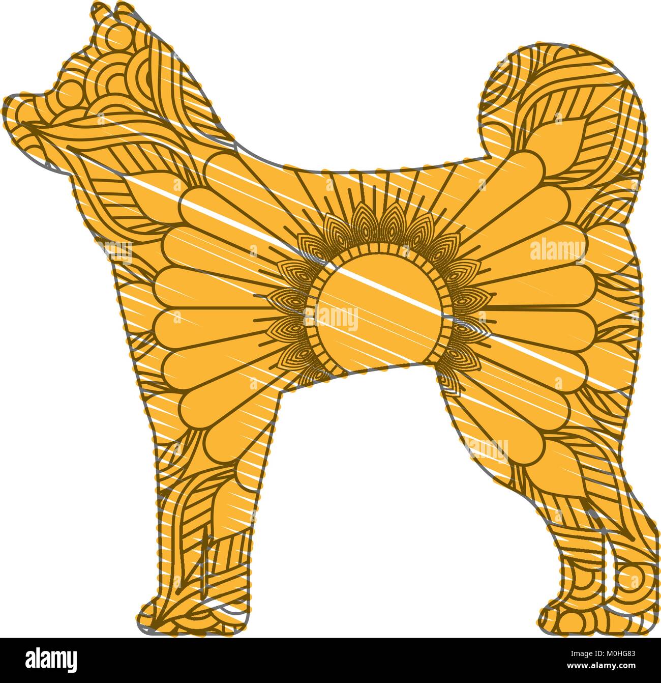 Faites à la main pour des profils coloriage de chien avec zentangle Illustration de Vecteur
