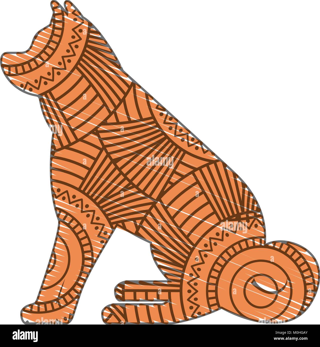 Faites à la main pour des profils pages à colorier avec chien assis zentangle Illustration de Vecteur