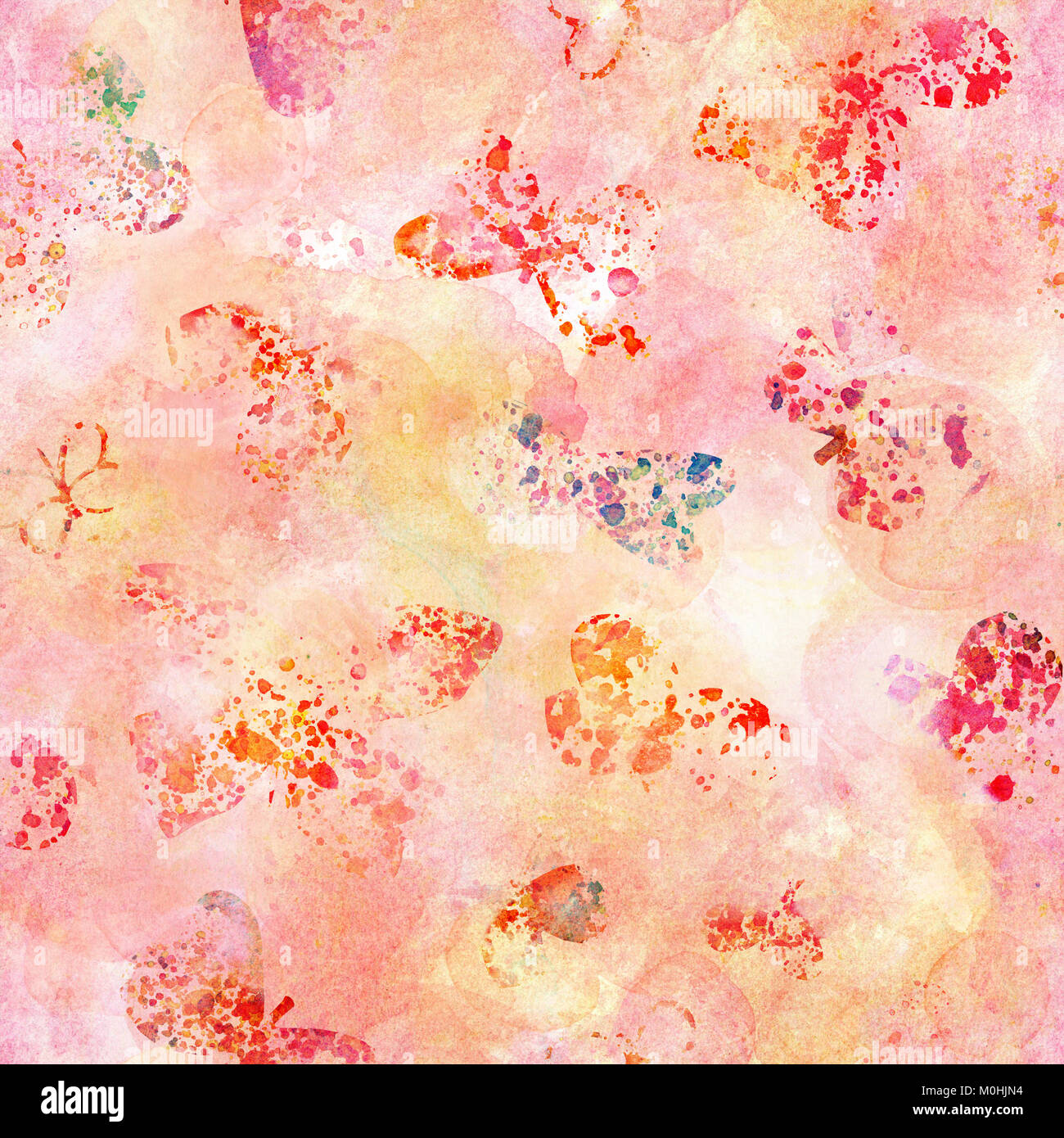 Un Modele Avec Fond Transparent Aquarelle Abstraite Des Papillons Et Des Eclaboussures Une Repetition Pastel Imprimer Sur Une Texture Rose Photo Stock Alamy