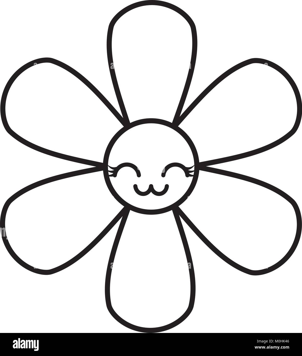 L'icône de botanique fleurs kawaii cartoon Illustration de Vecteur