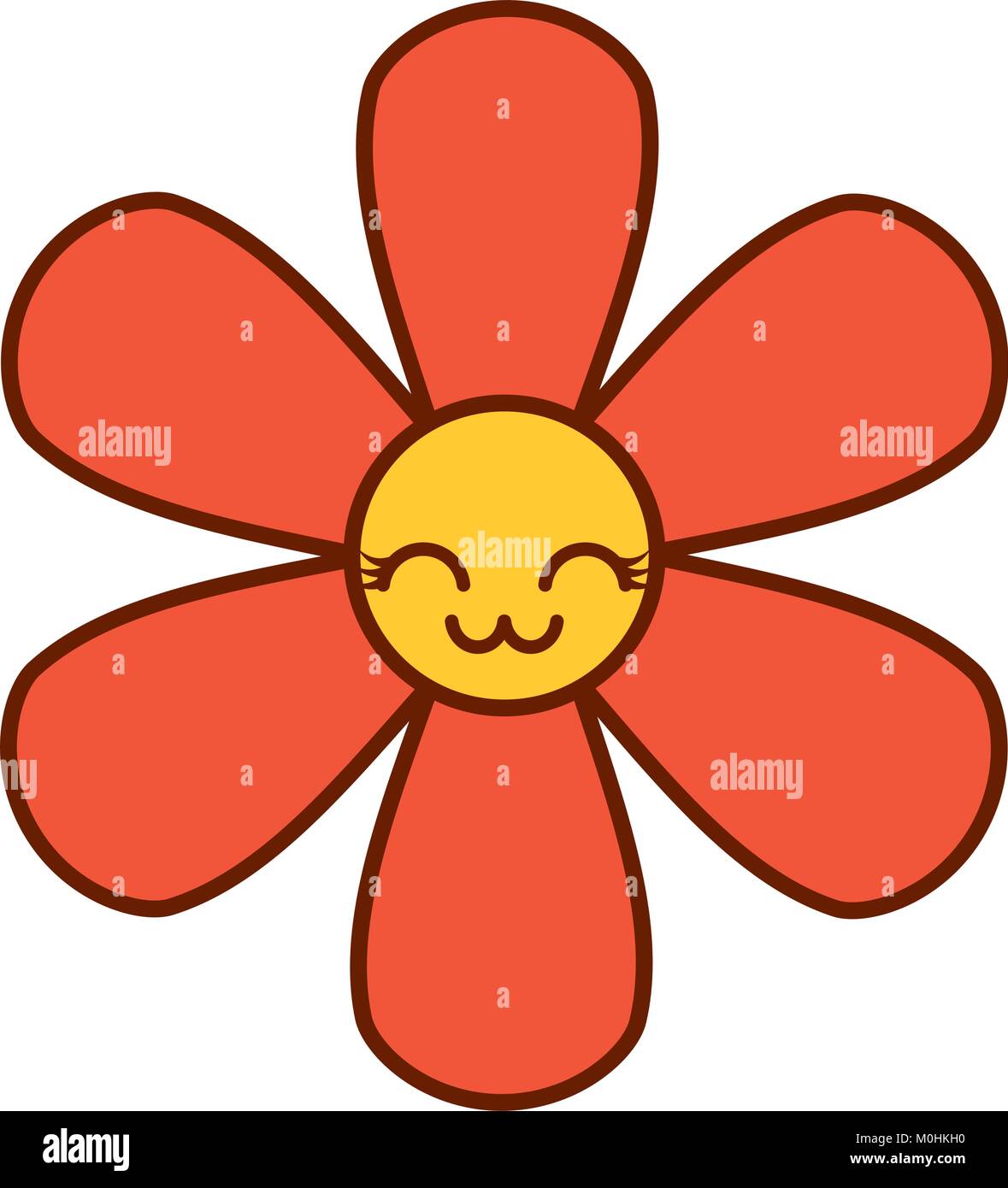 Fleur orange kawaii cartoon icône botanique Illustration de Vecteur