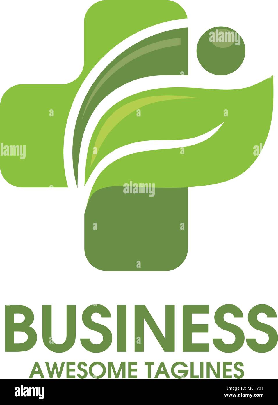 Concept moderne symbole croix avec feuille verte pour le logo du centre médical Illustration de Vecteur