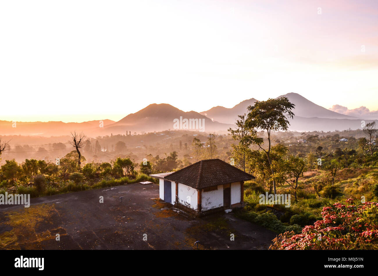 Caldera, le volcan maison prises dans le bord du mont Batur, Bali. Banque D'Images