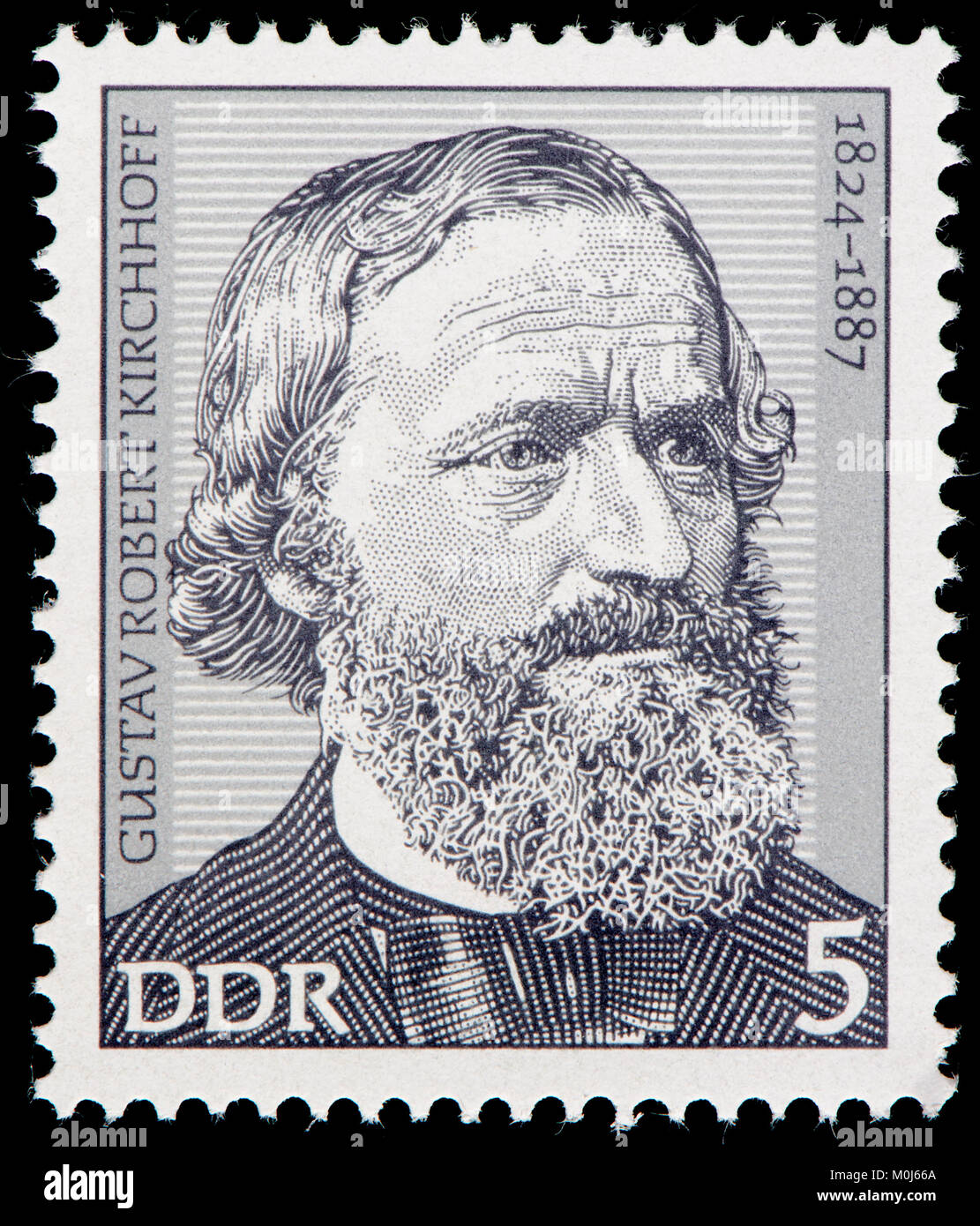 Timbre de l'Allemagne de l'Est (1974) : Gustav Robert Kirchhoff (1824 - 1887) Physicien allemand Banque D'Images