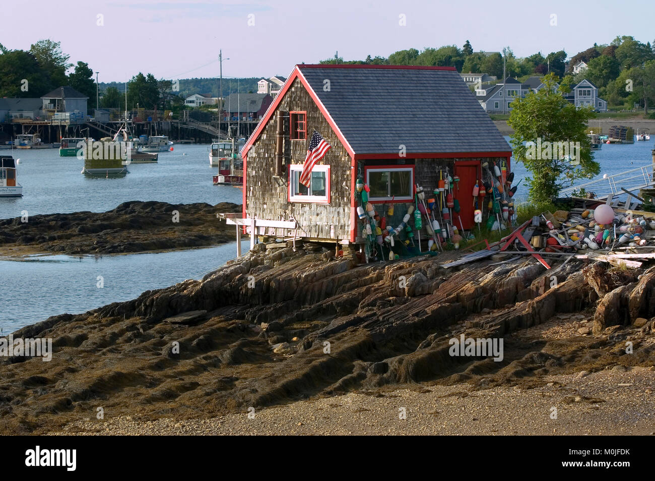 Une cabane de pêcheur sur le maquereau Cove - Bailey's Island, Maine Banque D'Images