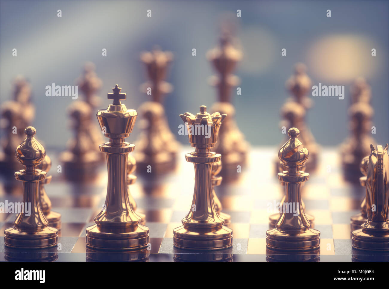 Pièces de jeu d'échecs, de droit avec une faible profondeur de champ. Banque D'Images
