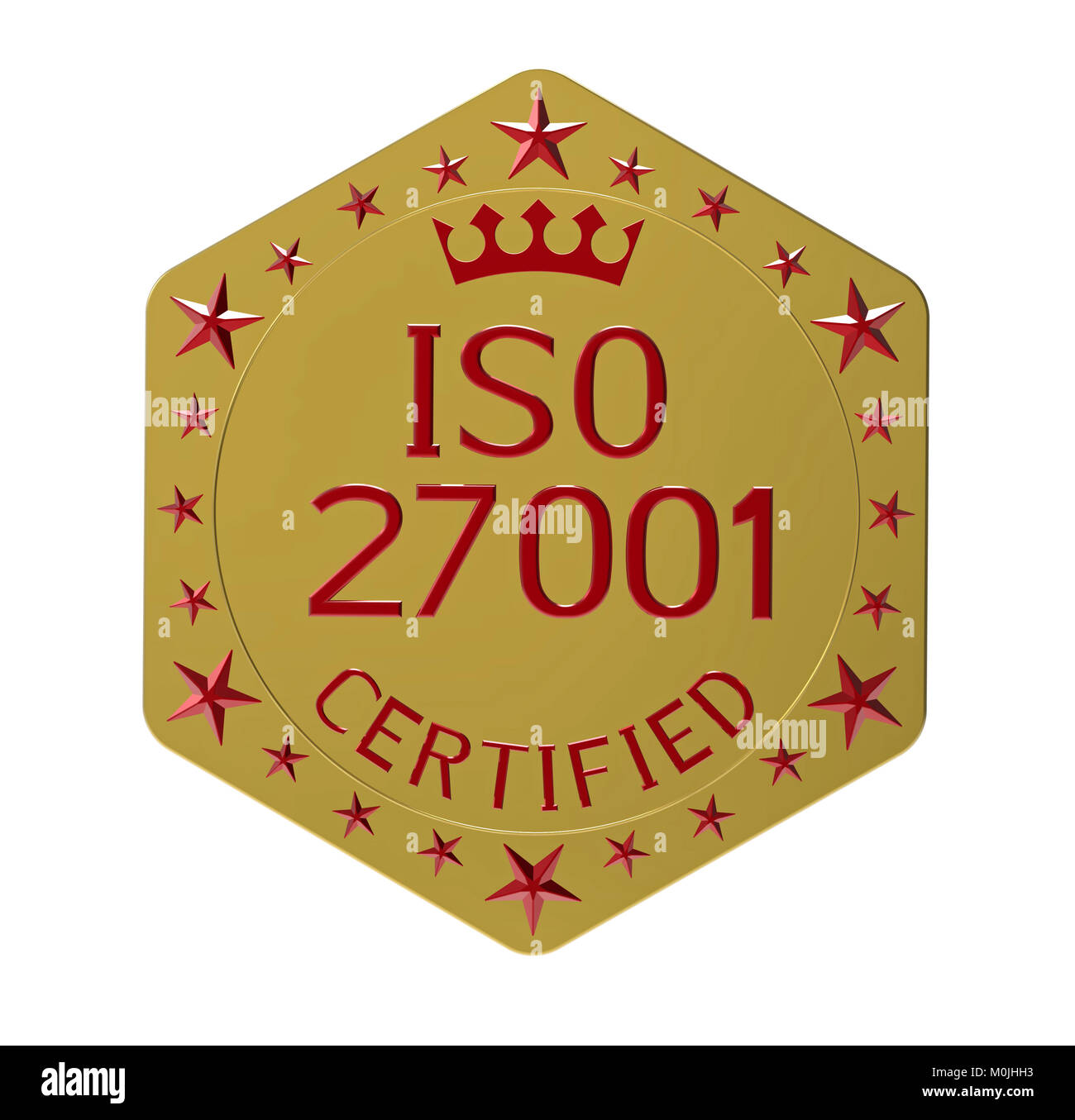 La norme ISO 27001, norme de sécurité de l'information, 3D render, isolated on white Banque D'Images