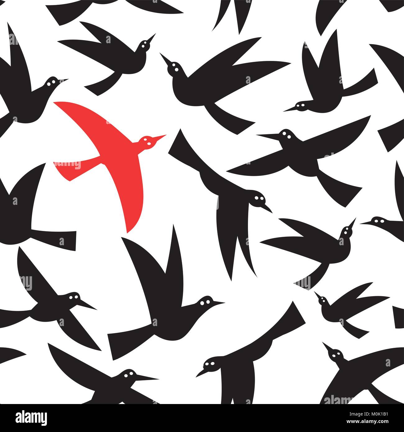 Une structure de vol des oiseaux noirs sur fond blanc Illustration de Vecteur